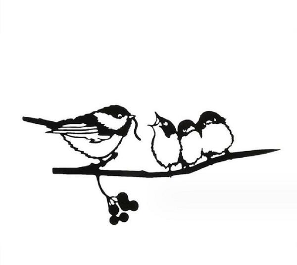 【匿名配送】野鳥の親子 オブジェ インテリア ガーデニング 雑貨 アイアンプレート 北欧　1-1