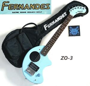 FERNANDES ZO-3 スピーカー内蔵 ミニエレキギター ライトブルー 専用ソフトケース付き ゾウさんギター【新品弦交換・メンテナス済み】