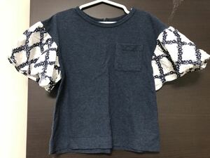 アプレレクール／半袖カットソー、Tシャツ／紺系、袖がおしゃれ／サイズ140