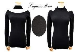 Y-7030* free shipping * new goods *LAGUNAMOON Laguna Moon * regular price 11000 jpy black 2way sexy cut out knitted pull over sweater free size 
