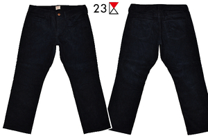 K-4336★美品★23区 Denim BOY-FIT オンワード樫山★秋冬 ブラック黒 ストレッチ素材 コーデュロイ パンツ 大きいサイズ 70-74cm 44