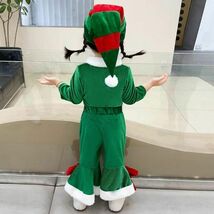 130cm 可愛いサンタコスプレ ３点セット クリスマスコスチューム キッズ 女の子　キッズ　仮装　衣装　グリーン　サンタクロス_画像4