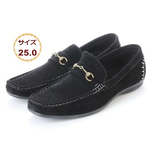 25.0cm black black outlet driving shoes men's bit Loafer shoes suede style shoes 15109-blk-250