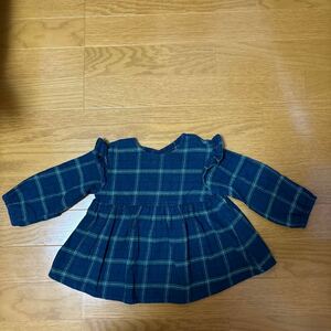  baby head office red tea n ho mpo check pattern flannel ground tunic One-piece 80