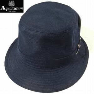 新品 Aquascutum LONDON アクアスキュータム ロンドン 秋冬 日本製 バケットハット 帽子 紺 LL 60cm 正規品 男性 メンズ 紳士