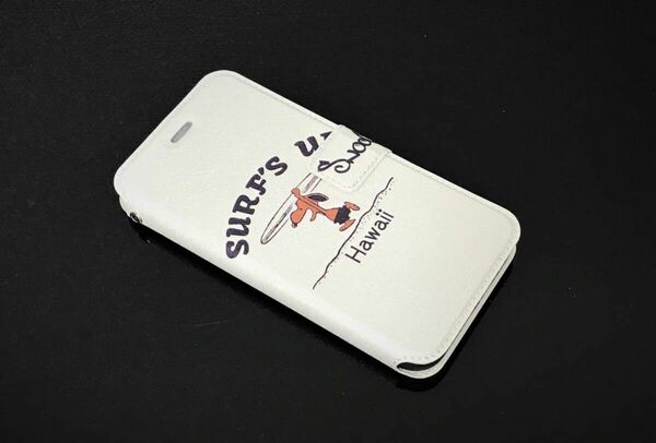 iPhone 14 Pro カード入れスタンド機能付 手帳型レザーケース★SURF’S UPハワイ日焼けスヌーピー