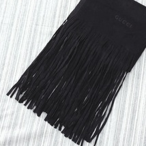 △送料込△★極美品★GUCCI/グッチ＊カシミヤ100％＊マフラー＊黒＊フリンジ＊ロゴ入り_画像3