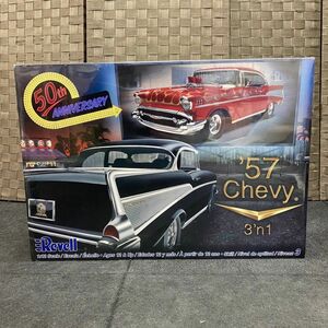 L345-C9-136 未開封 Revell レベル 50th ANNIVERSARY ’57 Chevy Hardtop 3’n1 シェビーハードトップ 1/12 プラモデル 黒 赤 車 ④