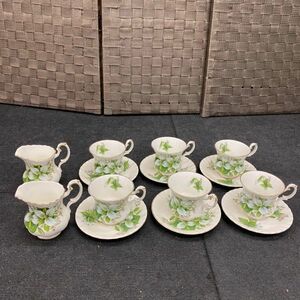 L317-K44-3382 ROYAL ALBERT ロイヤルアルバート TRILLIUM トリリウム カップ＆ソーサー 6客/ミルクポット 2点 洋食器 金彩 ④