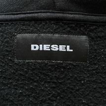 ディーゼル DIESEL 異素材切替 中綿 ジャケット ブルゾン パーカー フード ロゴプレート ジップアップ 裏起毛 Mサイズ ブラック 黒 メンズ_画像8