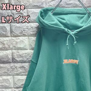 【即完売】xlarge エクストララージ　パーカー　センター刺繍ロゴ　グリーン