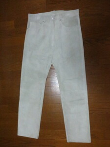 レア品　GOODENOUGH FINSSE DENIM　グッドイナフ　フィネス　デニム　スエードレザーパンツ　グレー系　３４