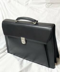  Italy made VERSACE Versace business bag briefcase leather bag handbag key attaching black black men's 