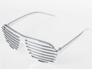 レディース ファッション シャッターシェイド模様 ブラインド 眼鏡#シルバー CP-41808