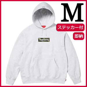 新品 M Supreme Box Logo Hooded Sweatshirt Ash Grey 23 FW Camo Medium ボックス ロゴ アッシュ グレー カモ 2023 パーカー