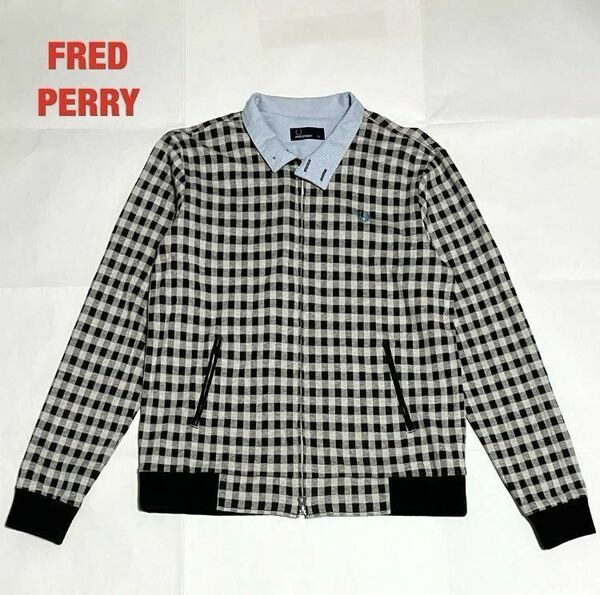 【人気】FRED PERRY　フレッドペリー　ハリントンジャケット　刺繍　月桂樹ロゴ　ギンガムチェック　オーバーサイズ　マルチカラー　F2135