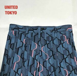 【美品】UNITED TOKYO　ユナイテッドトウキョウ　オプティカルパターンワイドストレートパンツ　ヘリンボーン柄　定価22,000円　132341002