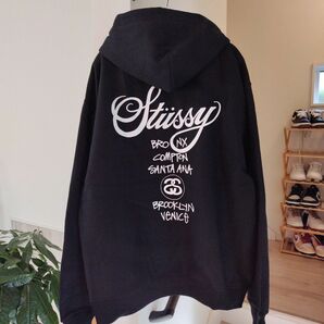 ZIPパーカー　XL　ワールドツアー　STUSSY　黒