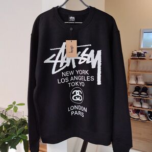 スウェット　M　ワールドツアー　STUSSY　黒