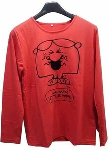 CH1075◇ 新品 服 婦人服 介護 看護 ナース キャラクター 長袖 Tシャツ サイズ L 赤 送料 510円