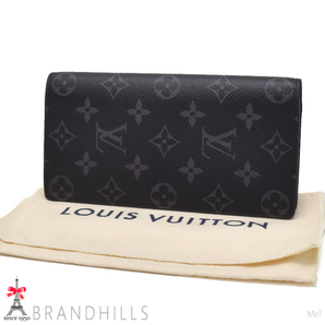 ルイヴィトン 長財布 二つ折り メンズ ポルトフォイユ ブラザ モノグラム エクリプス M61697 LOUIS VUITTON 美品の画像3