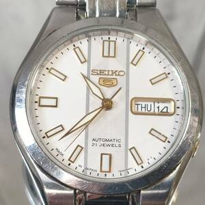 セイコー ファイブ SEIKO ５ 7S26-03E0 自動巻き デイデイト 腕時計 裏スケ 箱付き 現状品 【15059