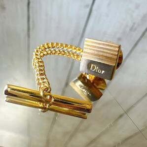 クリスチャンディオール Christian DIOR タイピン ロゴ スクエア タイタック シルバー ゴールド アクセサリー ケース有【14630】の画像2