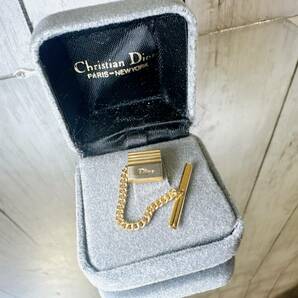 クリスチャンディオール Christian DIOR タイピン ロゴ スクエア タイタック シルバー ゴールド アクセサリー ケース有【14630】の画像8