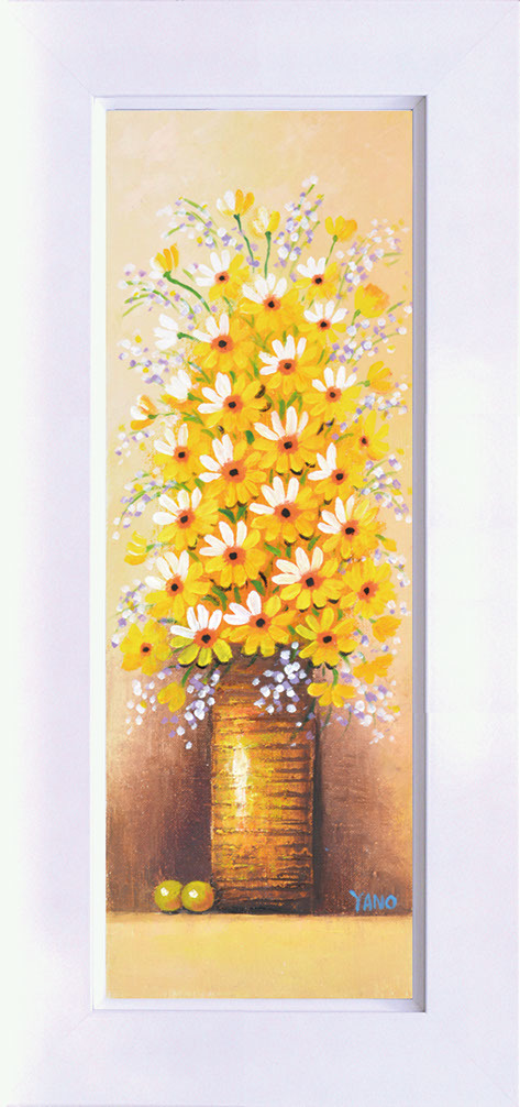 Oil painting, Western painting, hand-painted painting, Select Art (with frame), WSM size, Keiko Yano, Yellow Flowers, 3450 WSM, White, Painting, Oil painting, Still life