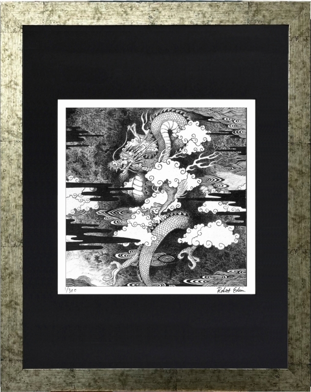 Impresión giclée, pintura enmarcada, ROBERTO EDWIN, El Dragón del Príncipe Kifune, Obra de arte, Huellas dactilares, otros