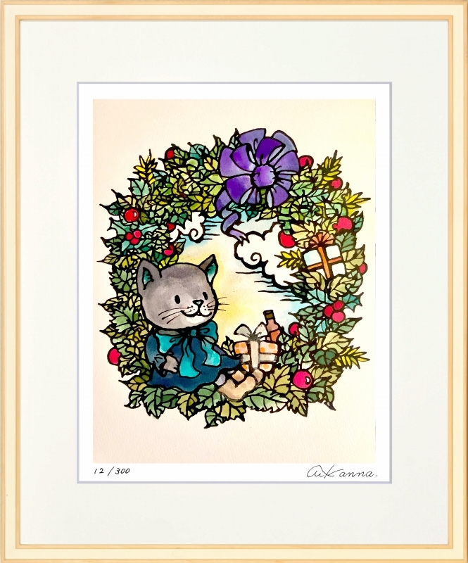 지클리 프린트, 액자 그림, KANNA 귀여운 크리스마스 리스 4컷, 삽화, 인쇄물, 다른 사람