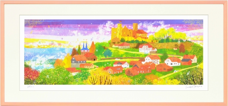 Impression giclée peinture encadrée Château de Hanstein par Tatsuo Hari 720X330mm, ouvrages d'art, imprimer, autres