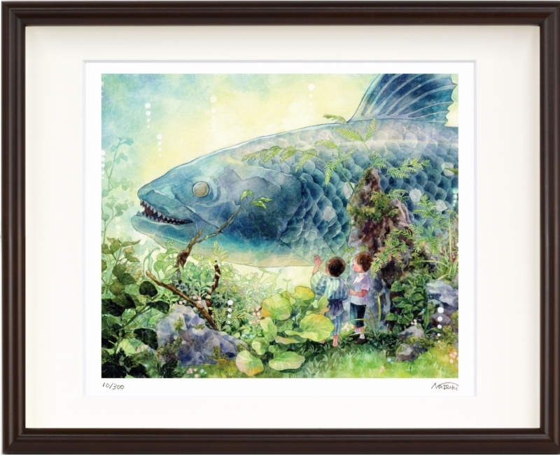 Жикле принт, картина в рамке, Нацуки Наджи Древняя рыба, 4 части, произведение искусства, Принты, другие