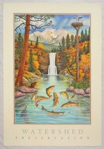 Art hand Auction American art poster Watershed by Monte Druck. Available for delivery in sheet size 80x54cm., artwork, painting, others