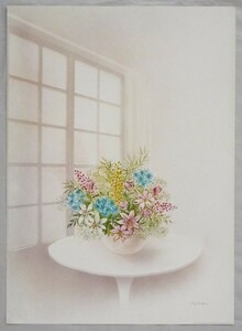 Art hand Auction ヨーロッパ製 メタリックアートポスター オッチーニ｢テーブルの花｣ シ-トサイズ50X70cmで納品対応可, 美術品, 絵画, その他