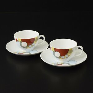 ◎497627 美品 Noritake ノリタケ フランク・ロイド カップ&ソーサー ペア 幾何学模様