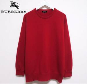 美品 スコットランド製 BURBERRY LONDON CASHMERE バーバリー 高級カシミヤ100％ クルーネックセーター ふわとろニット メンズウエア 冬物