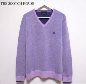 未使用に近い極美品 THE SCOTCH HOUSE CASHMERE スコッチハウス 高級カシミヤ100％ Vネックセーター ふわとろニット メンズウエア 紳士 XL