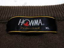 HONMA GOLF CASHMERE 本間ゴルフ 高級カシミヤ100％ Vネックセーター ふわとろニット メンズ ゴルフエア 紳士 XLサイズ ロゴ刺繍 冬物_画像4