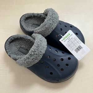 未使用タグ付☆クロックス☆crocs☆バヤ☆baya☆ボア付きサンダル☆ネイビー系☆２３センチ