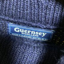 イギリス製 GUERNSEY WOOLLENS タートルネック フィッシャーマン セーター ニット プルオーバー　ネイビー ガンジーウーレンズ ウール UK_画像4