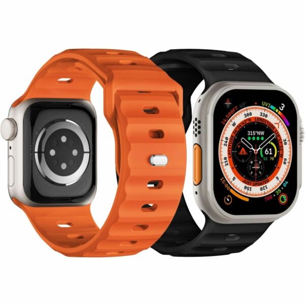 Apple watchバンド 49/45/44/42mm アップルウォッチバンド スポーツバン シリコンベルト 通気 2本高品質