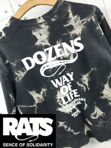 希少XL 美品 RATS PRINT TIE DYE THERMAL ラッツ サーマル カットソー Tシャツ 長袖