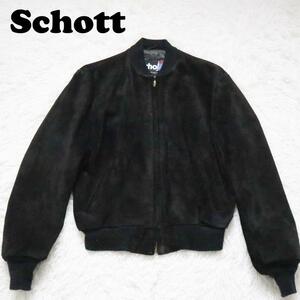 Schott ショット スエードレザージャケット サイズ42 ブラック MA-1 スェード フライトジャケット ボンバージャケット USA製 IDEALジップ