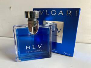 Mt870◆BVLGARI ブルガリ◆香水 BLV POUR HOMME ブルー プールオム オードトワレ 50ml メンズ フレグランス 箱付 ほぼ満タン