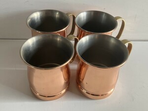 ⑤u205◆銅製マグ◆マグカップ COPPER 100 HOME WARE 銅製 純銅 カップ コップ 4客セット 総重量約672g 金属工芸 アウトドア キャンプ