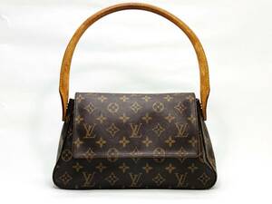 1円〜 LOUIS VUITTON ルイヴィトン モノグラム ミニルーピング ショルダーバッグ ワンショルダー 肩掛け M51147 ブラウン