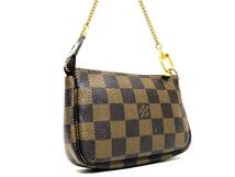 1円【希少品】LOUIS VUITTON ルイヴィトン ハンドバッグ N58009 ミニポシェット アクセソワール ダミエ エベヌ バッグ ブラウン_画像2