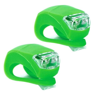 B013 グリーン 同色2個セット シリコンLEDライト 簡単取り付け サイクリングライト 自転車ライト 点灯長持ち 軽量 犬の首輪にも 緑