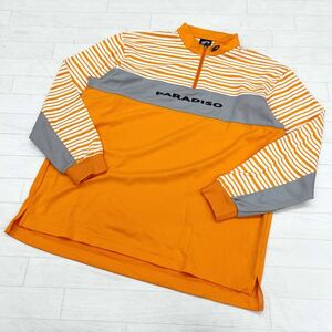 1278◎ PARADISO GOLF パラディーゾ ゴルフ スポーツ ウェア トップス シャツ ハーフジップ 長袖 ボーダー オレンジ メンズLL